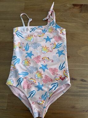 Roxy Pink Seahorse & Starfish Print One-Piece Swimsuit Size 6